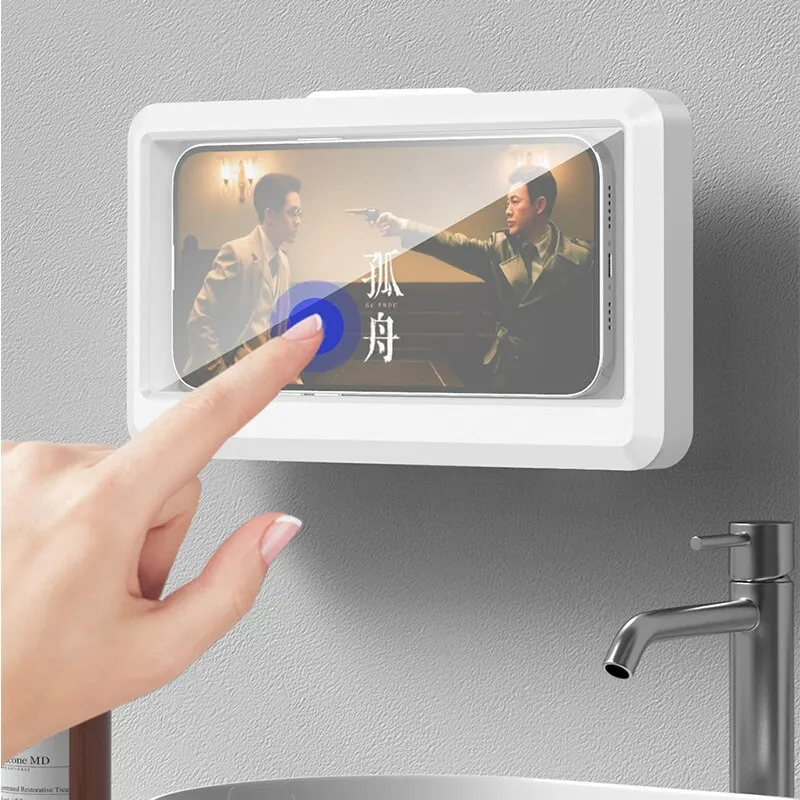 Soporte universal impermeable para teléfono celular, para pared del baño, con pantalla táctil, soporte para teléfono de ducha, a prueba de vapor, con cubierta sellada.
