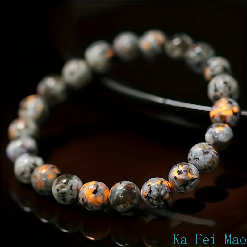 1 pulsera de cuentas de piedra de llama Natural para hombres y mujeres, potente Chakra Yooperlite, piedra de fuego, meditación energética, brazalete Fengshui, joyería