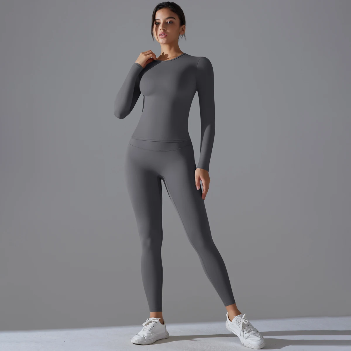 Traje de Yoga, conjunto deportivo con mangas, transpirable, elástico, para gimnasio, Yoga, ajustado, Fitness, Top activo, transpirable, Control de barriga, mallas adelgazantes