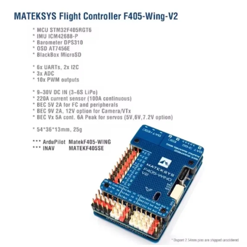 Controlador de vuelo de ala fija BaMasMATEK H743-SLIM V3 F405-WING V2 F405-WMN SpeedyBee F405 WING APP Ardupilot VTOL para avión RC