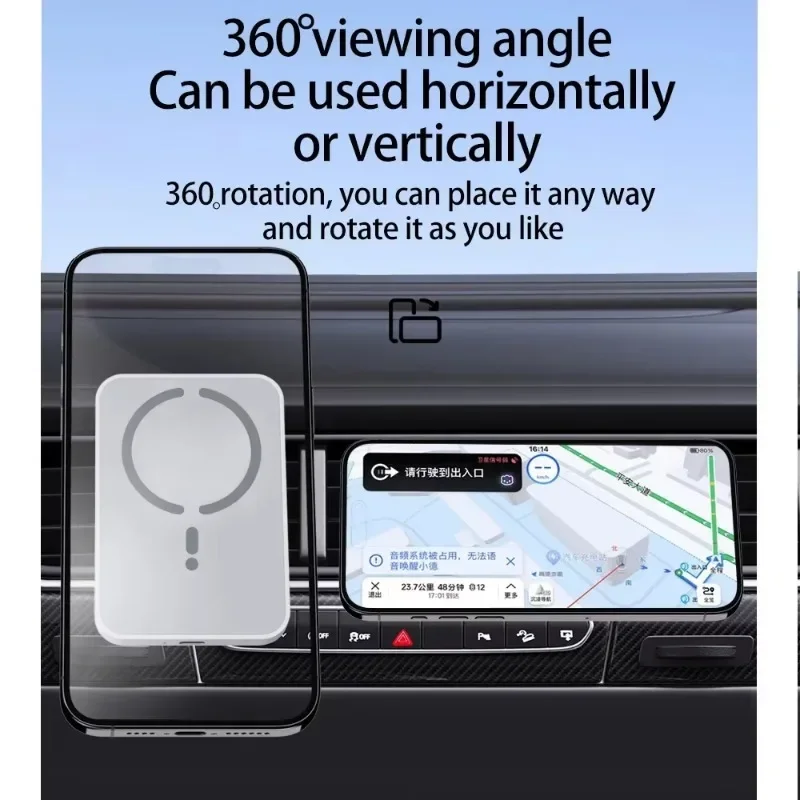 Cargador Inalámbrico Magnético para Coche con Clip de Ventilación, Soporte para Teléfono Compatible con Magsafe iPhone 17 16 15 14 13 12 Pro Max, Base de Carga Rápida para Coche