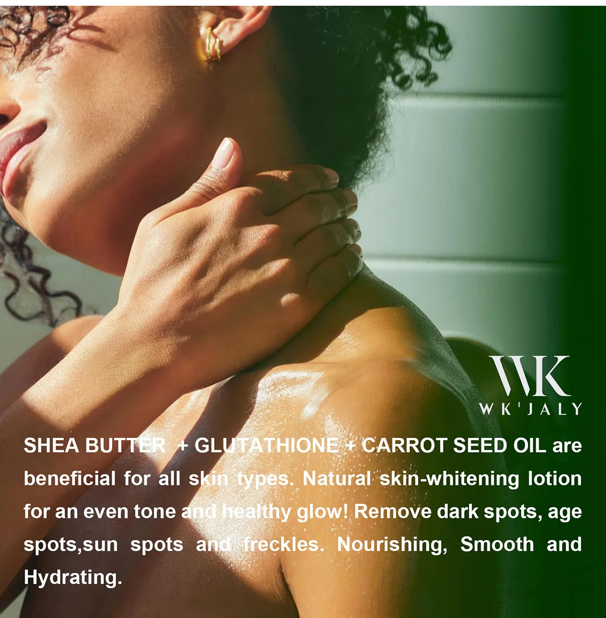 WK JALY Loción corporal blanqueadora Glow Booster, con glutatión, elimina las manchas oscuras, la melanina, crema uniforme para todo tipo de piel
