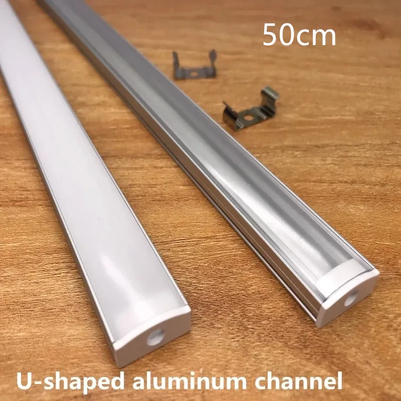 1-30 unids/lote 50cm perfil de aluminio Led esquina perfil de aluminio soporte de canal para tira de luz LED barra gabinete lámpara cocina armario