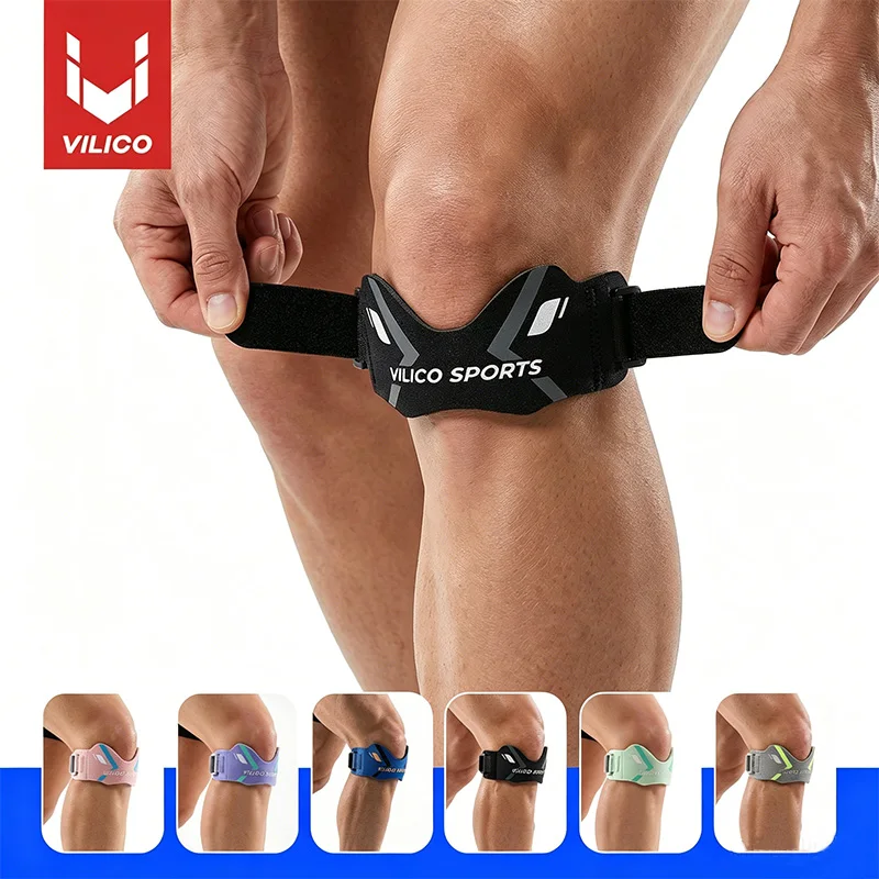 VILICO Correa de Soporte Ajustable para Tendón Rotuliano, Banda Estabilizadora de Rodilla para Deportes, Correr, Baloncesto, Gimnasio, Senderismo