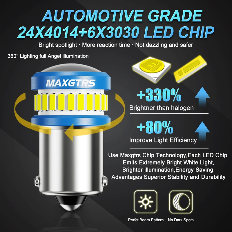 Bombilla LED de freno inverso para coche, luz de señal de giro de 12V, 2x1156 BA15S P21W 1157 7440 7443 W21/5W 3157 BAZ15D BA15D P21/5W Bau15s