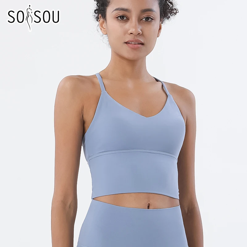SOISOU-Sujetador deportivo de nailon S-XL para mujer, Bralette, ropa interior transpirable, Leggings deportivos, Top Sexy, 10 colores