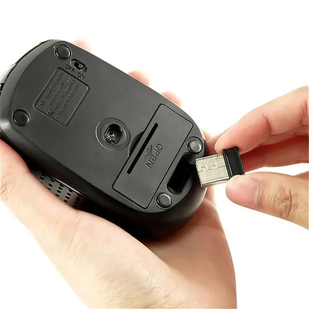 Ratón inalámbrico de 2,4G para juegos, ratón óptico ajustable de 1600DPI para oficina, ratón de diseño ergonómico para Notebook, PC, MacBook