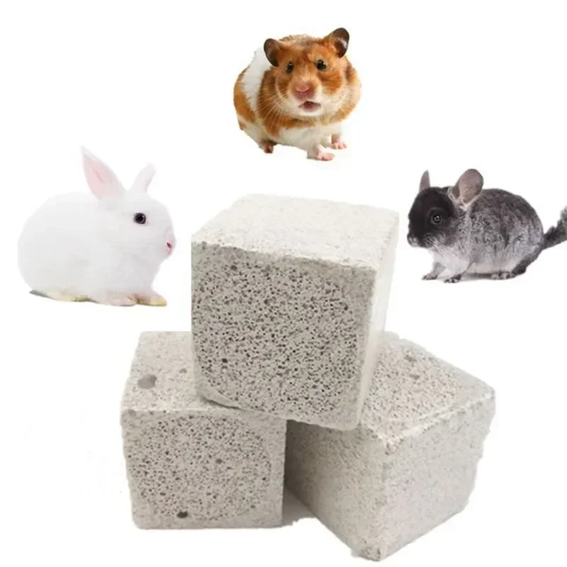 Piedra de molienda de dientes minerales naturales para mascotas pequeñas, roca volcánica Molar, hámster Conejo, cuidado Dental, suministros para mascotas, juguetes para masticar, 1PC