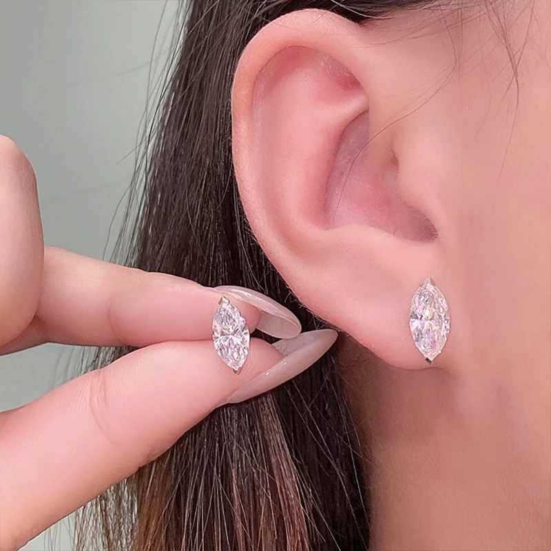 Pendientes de Moissanita Corte Marquise D VVS1, Chapados en Plata S925 con Certificado GRA, Pendientes para Mujer, Joyería Exquisita para Bodas