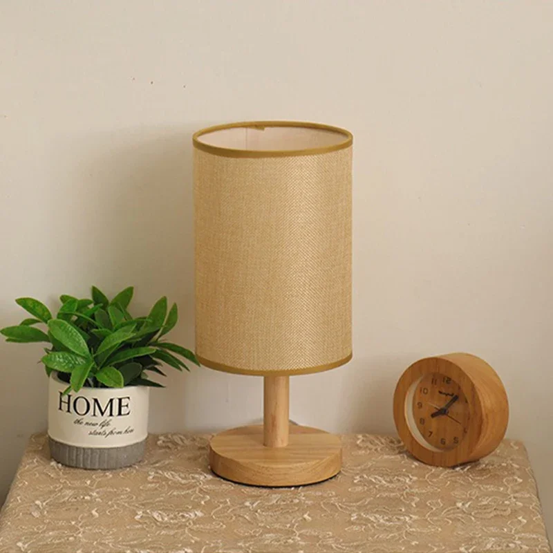 Lámparas LED para mesita de noche, decoración sencilla de estilo chino, lámparas de mesa regulables con enchufe USB, pantalla de tela, luz nocturna para dormitorio