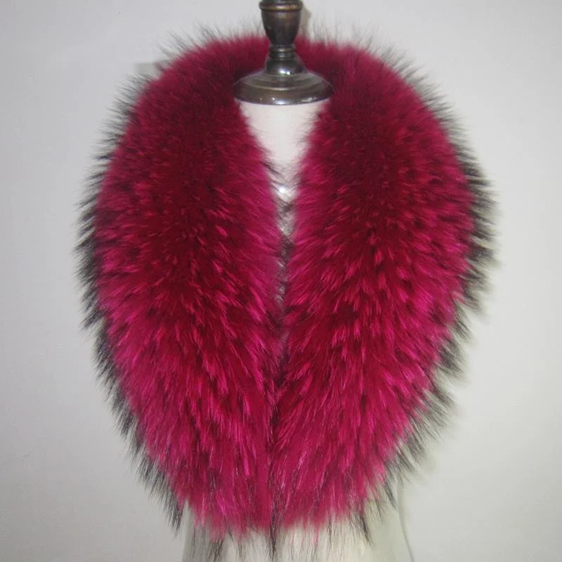Bufanda de piel de mapache auténtica para mujer, bufanda de piel Natural para invierno, envolturas cálidas de gran tamaño, bufandas de piel peluda para abrigo, chaquetas, collares