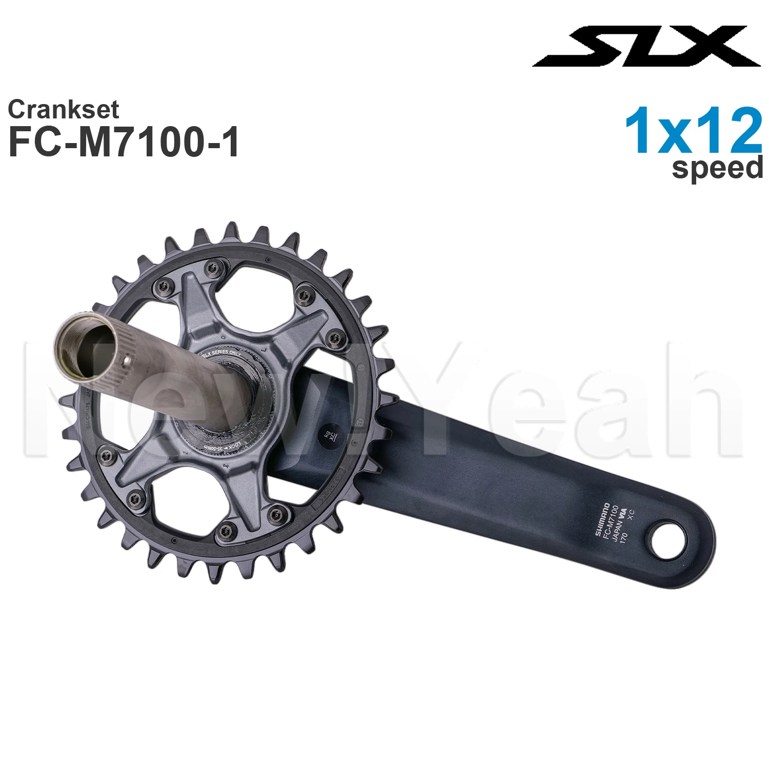 Shimano SLX FC-M7100 1x12v Crankset HOLLOWTECH II - Crankset MTB - 172 mm Q-Factor - 1x12 velocidades 30T 32T 34T Piezas Originales