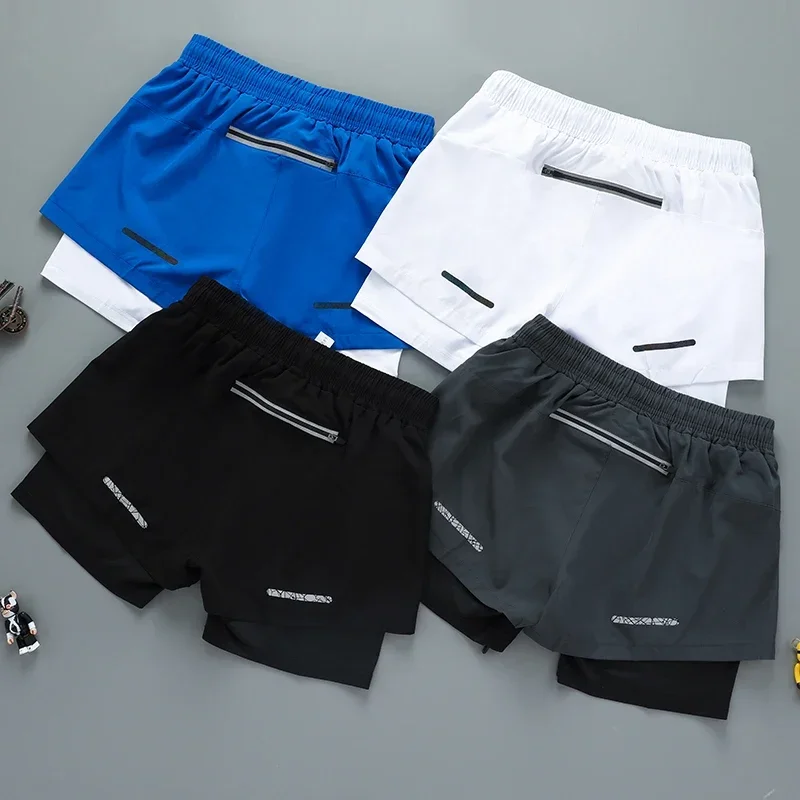 Pantalones cortos 2 en 1 para correr al aire libre para hombre, pantalones de chándal de doble capa para entrenamiento físico de secado rápido, nuevos pantalones deportivos, pantalones de culturismo