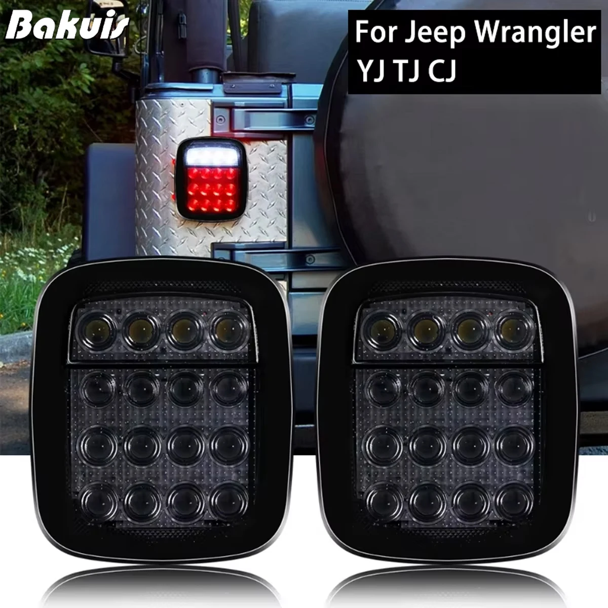 1 Par de Luces Traseras LED para Jeep Wrangler TJ CJ, Luces de Freno, Luces de Reversa, Luces de Circulación Diurna