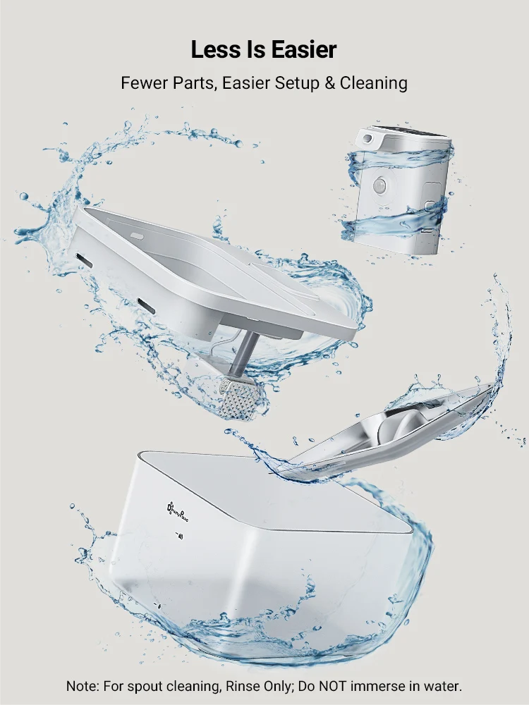 DownyPaws-fuente de agua automática de acero inoxidable para gatos, dispensador 2 en 1 de 2,5l, 4000mAh, inalámbrico, bebedero para mascotas, batería y Sensor