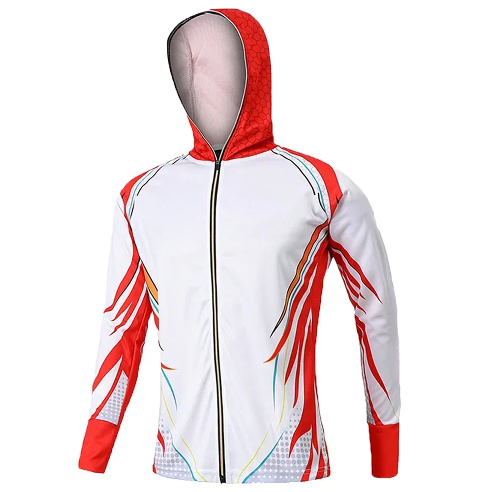 Camisas de pesca con protección UV para hombre, camisa de pesca con estampado con capucha de secado rápido, chaqueta Anti-UV transpirable de manga larga
