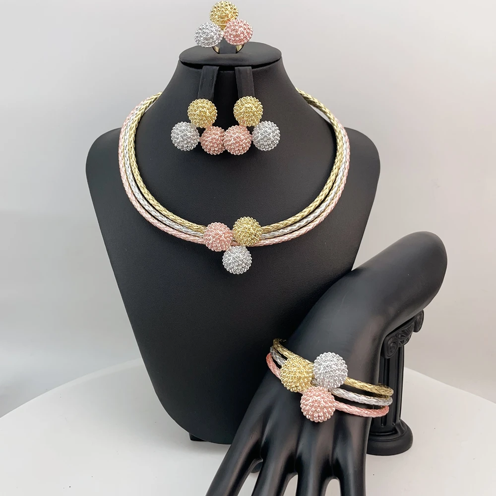 Collar grande y audaz de estilo Simple brasileño, conjunto de joyería de novia africana de calidad de lujo para mujer, regalos de fiesta FHK22826