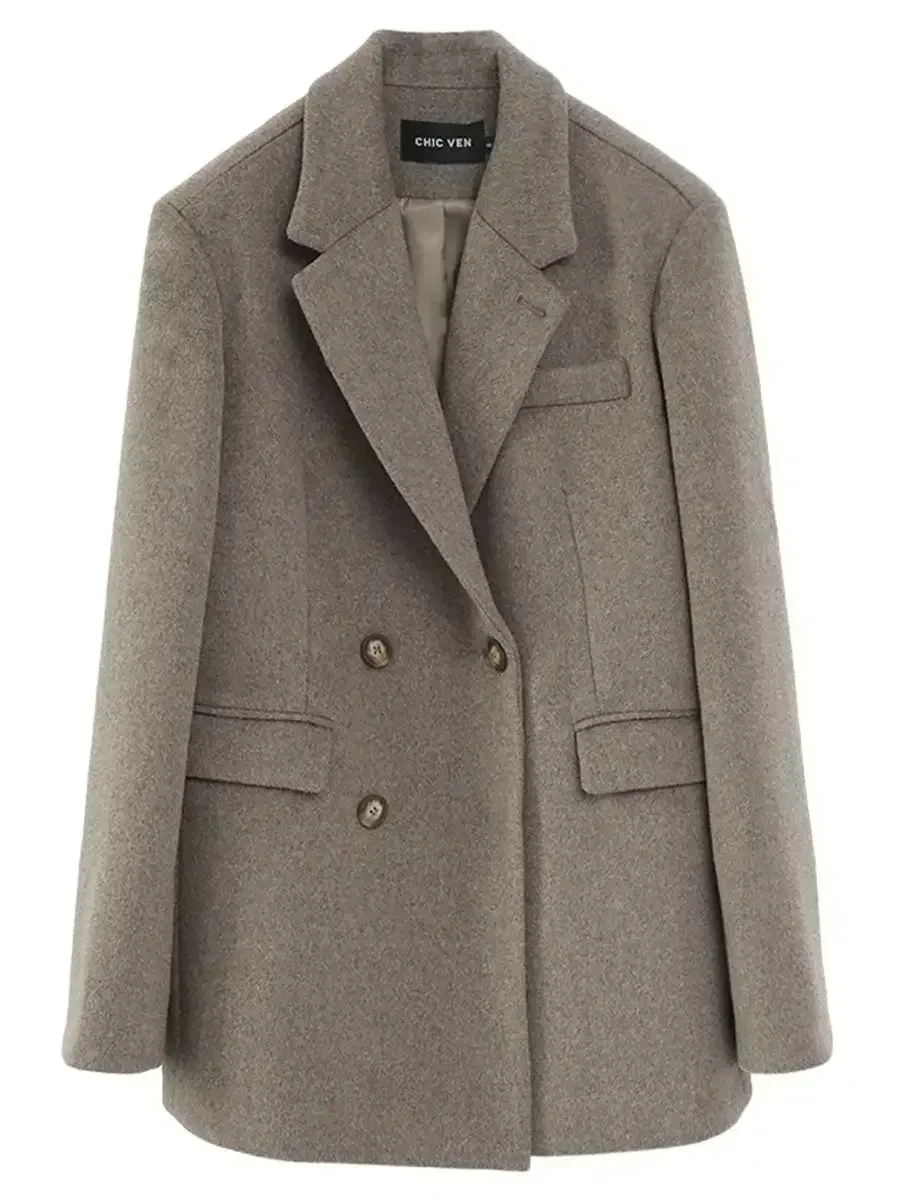 CHIC VEN Otoño Invierno coreano mujer chaqueta de lana forro de algodón chaqueta gruesa cálida abrigo de Color sólido mujer Oficina señora Tops