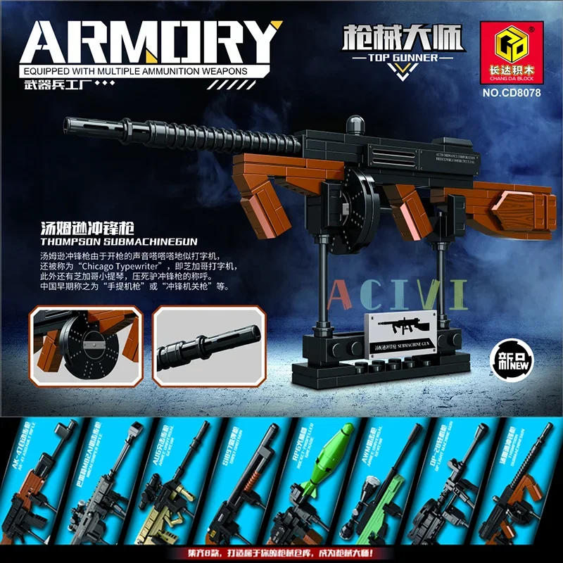 Bloques de Construcción Técnicos, Juguetes de Armas, Modelo de Pistola AK47, Revólver, Subfusil y Francotirador para Niños