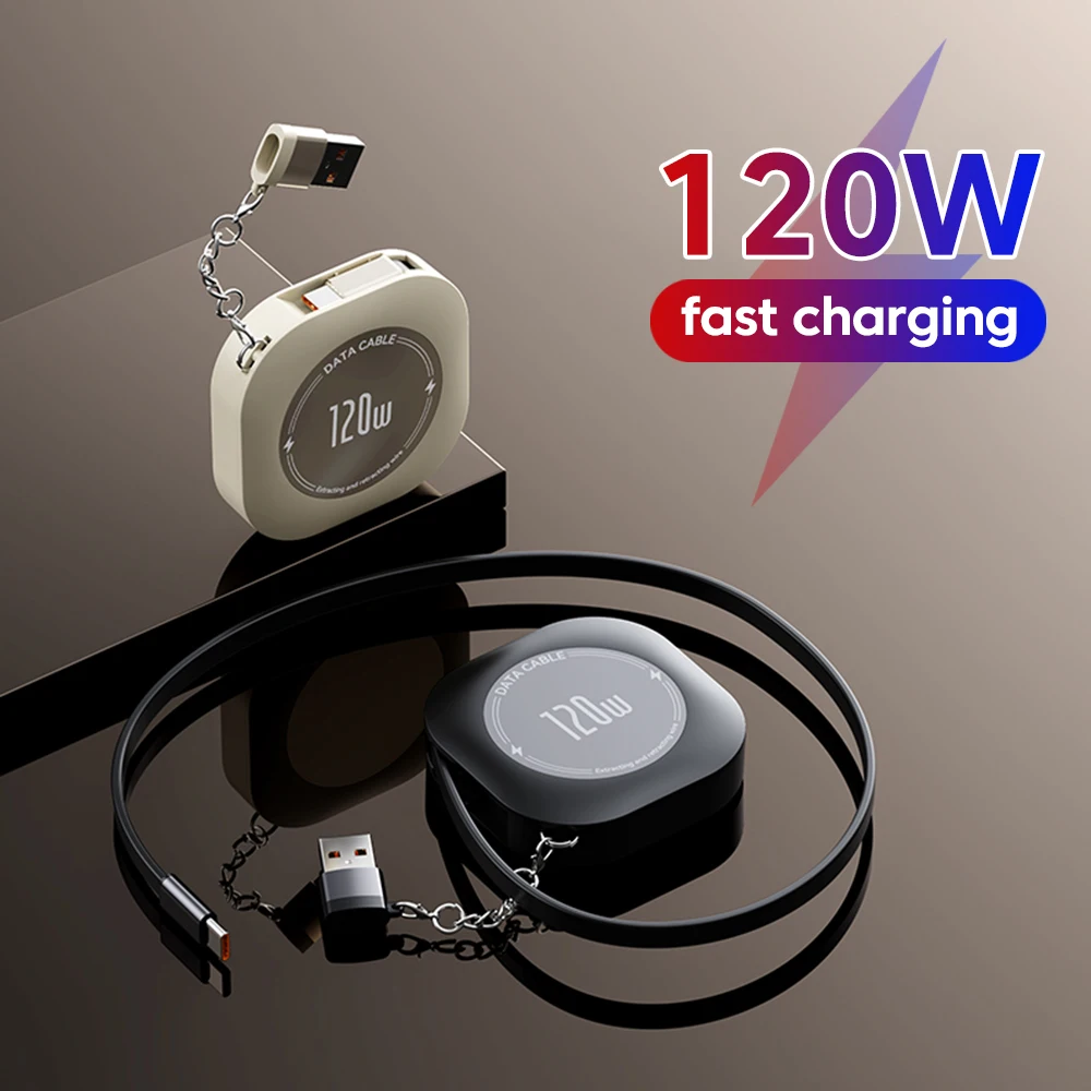 Elough 120W USB C a USB C Cable de carga retráctil con adaptador tipo C hembra a USB ios macho para iPhone 16 Cable de datos Xiaomi