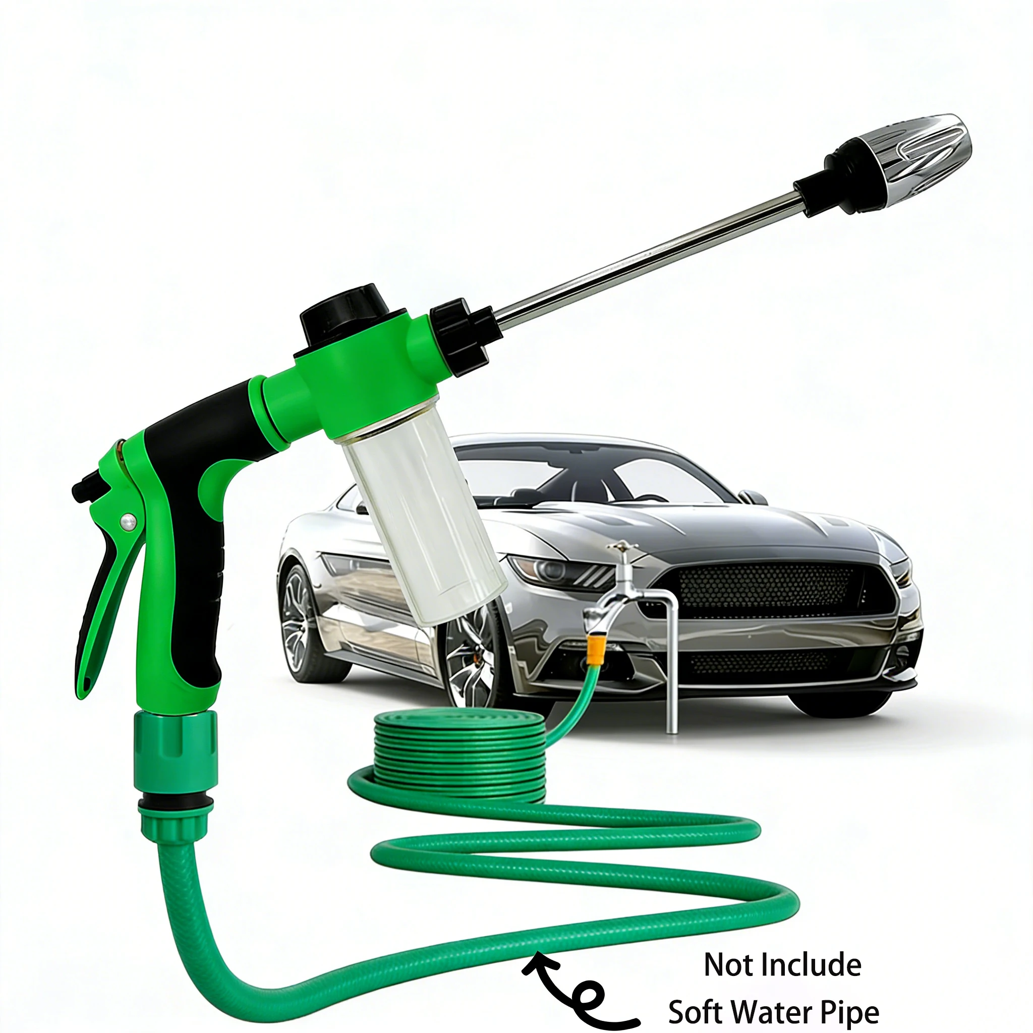 Pistola de Agua Portátil de Alta Presión, Ajustable, para Limpieza de Autos, Jardín, Riego, con Boquilla de Espuma, FIOWERS SPRAL