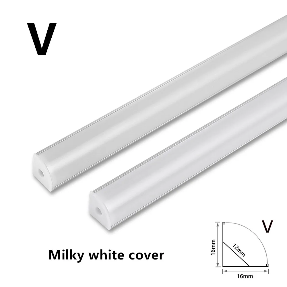 1-30 unids/lote 50cm perfil de aluminio Led esquina perfil de aluminio soporte de canal para tira de luz LED barra gabinete lámpara cocina armario