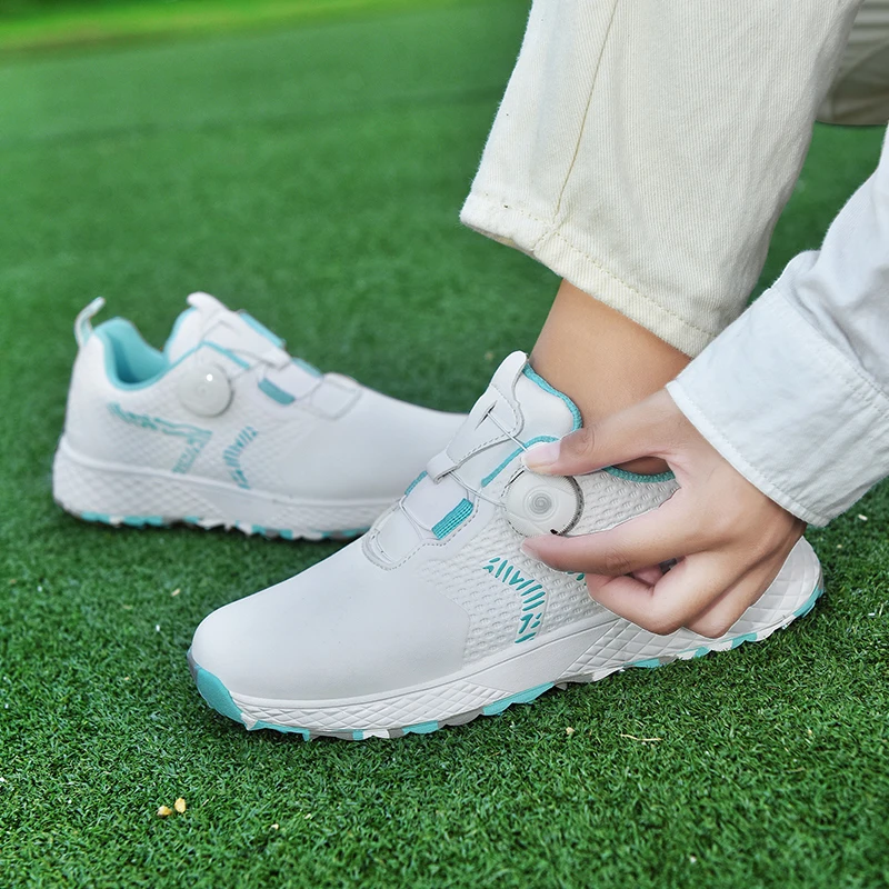 LiXingMing zapatos de Golf para mujer, zapatillas deportivas de Golf profesionales rosas a prueba de agua sin clavos, adiestramiento al aire libre, zapatillas para caminar y Golf