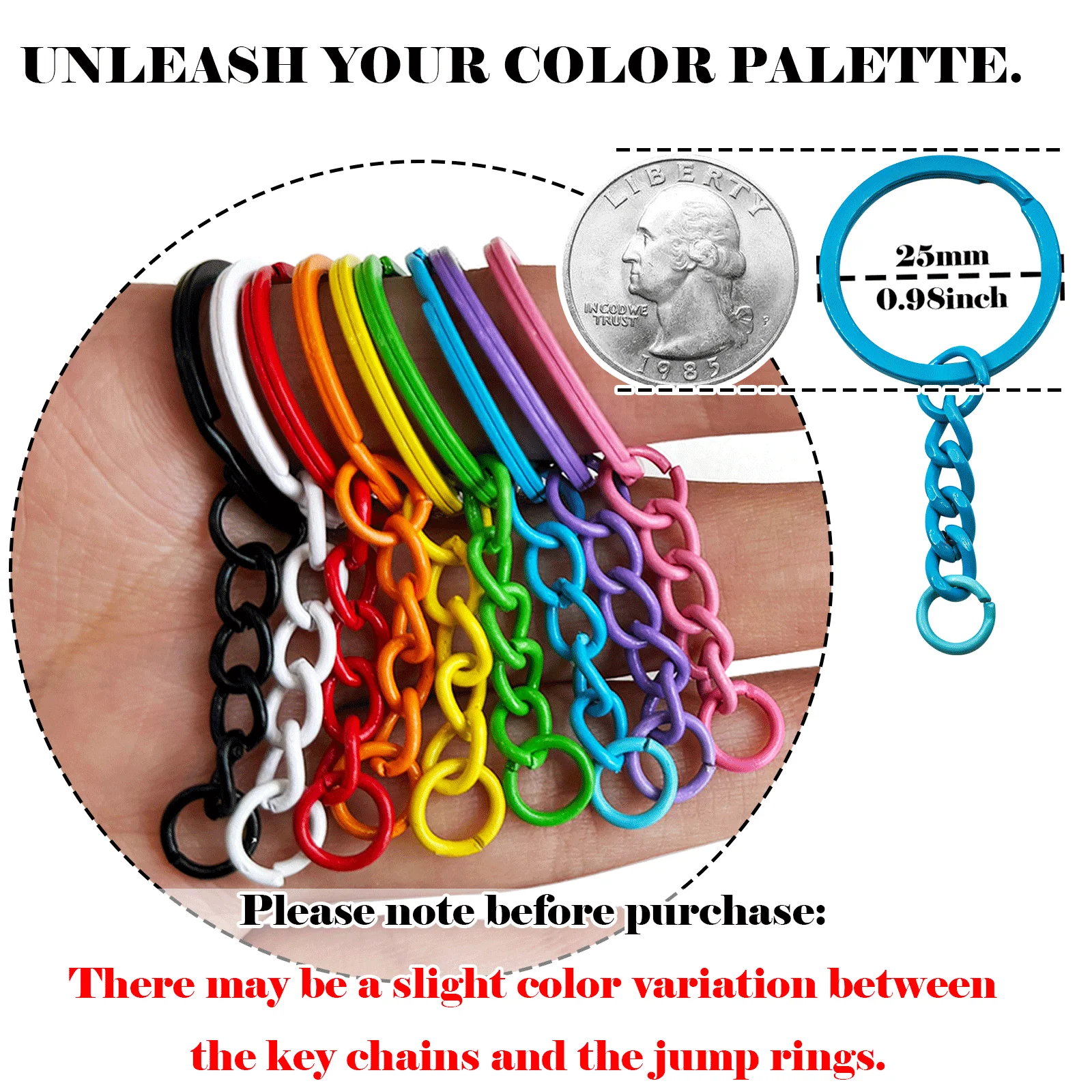 UniCrena Anillo Partido con Cadena y Anillos de Salto, Conector de Llavero Colorido de Pintura Horneada para Manualidades DIY, Fabricación de Joyas, Placas para Perro al por Mayor