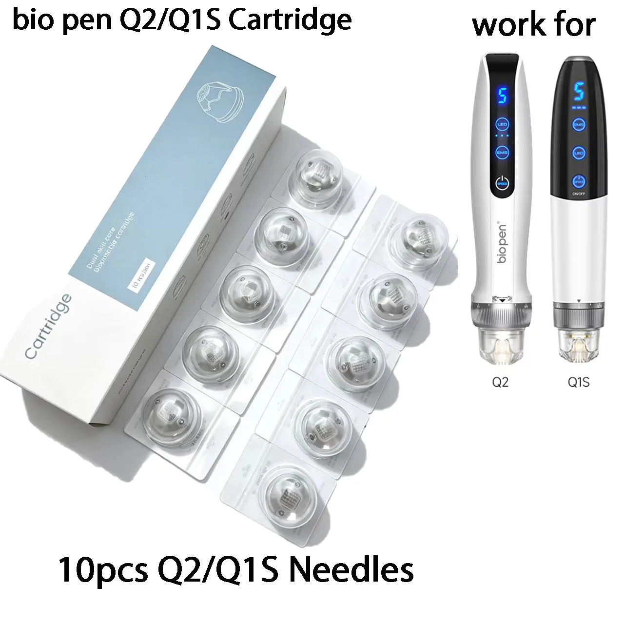 10 piezas Bio Pen Q2 Dr. Cartucho de Microagujas Desechable Pen Q1S EMS, Agujas de Titanio 9/14/25/Nano, Longitud de Aguja 0.25 mm