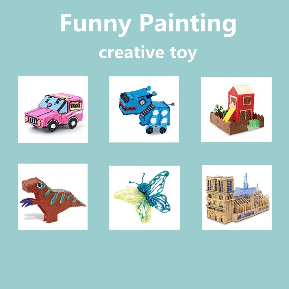 Juego de bolígrafos 3d recargables tipo C para niños, juguete creativo, bolígrafo de impresión 3D, regalo para niños, 200M de filamento PLA