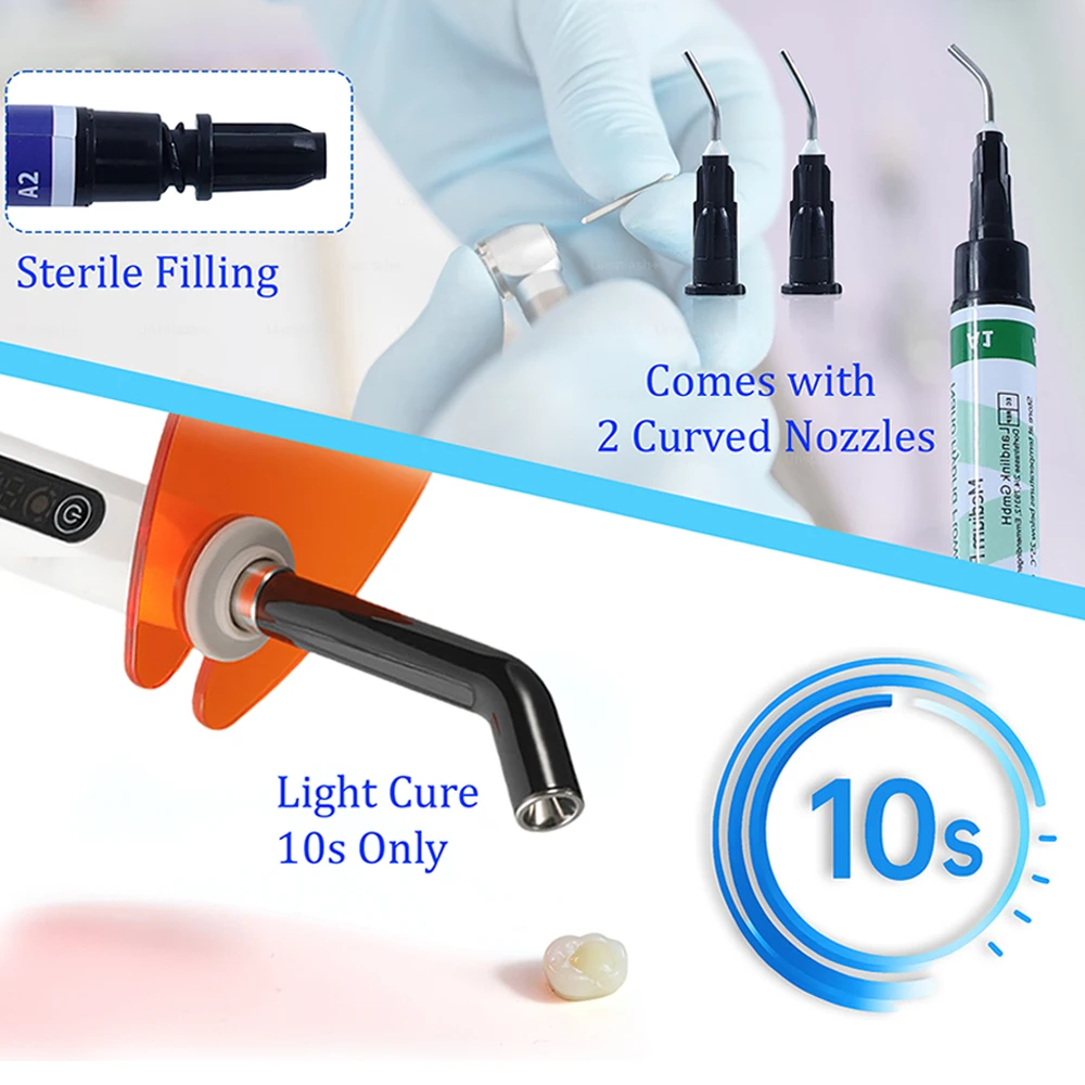 Resina Compuesta Fluida Fotopolimerizable Dental A1-A3.5 con Gel Grabador y Primer Adhesivo para Restauración de Rellenos Orales