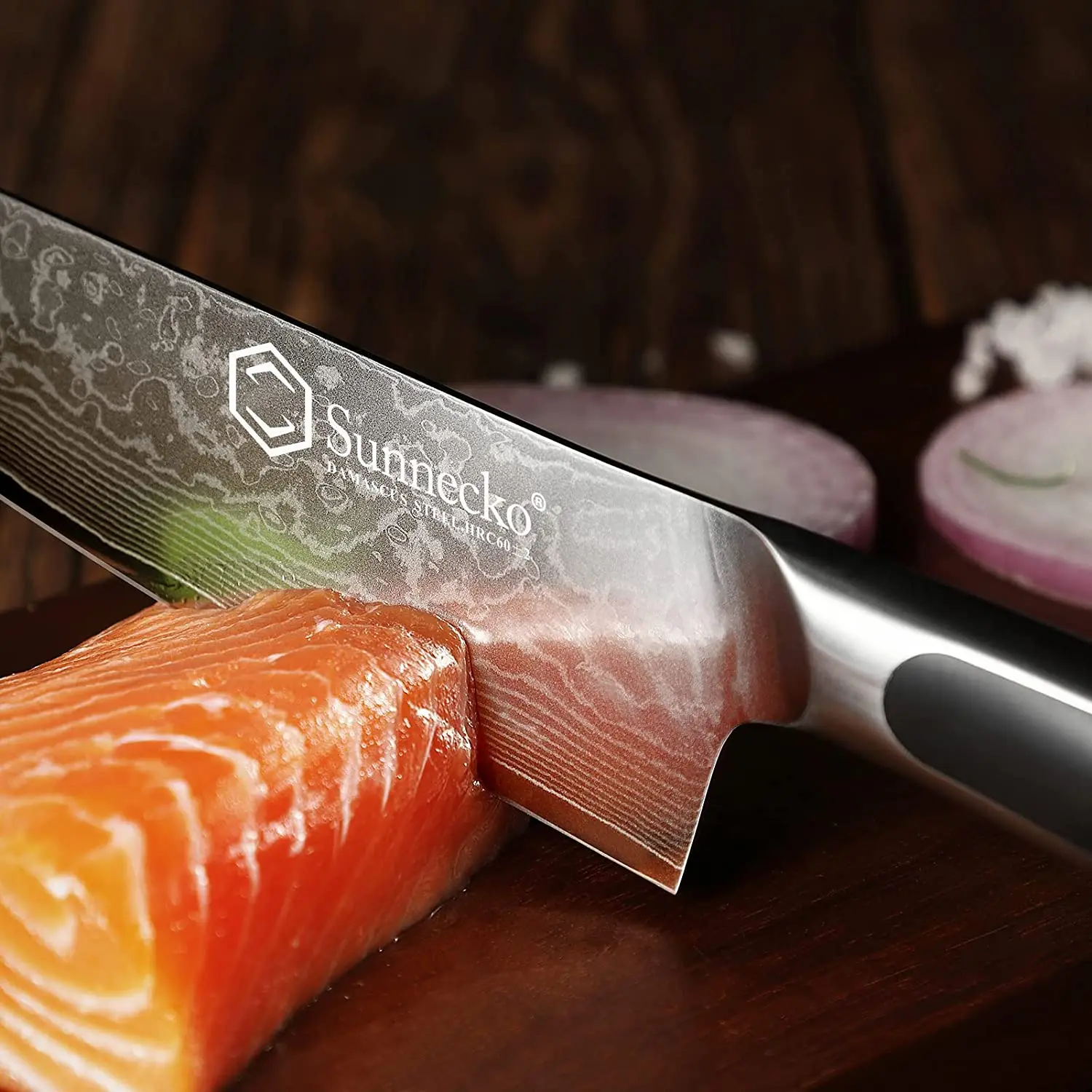 Sunnecko-cuchillo de Chef de Damasco, utensilio de cocina japonés de 8 pulgadas, Ultra afilado, de alto carbono, VG10, cortador de carne de acero, Gyuto