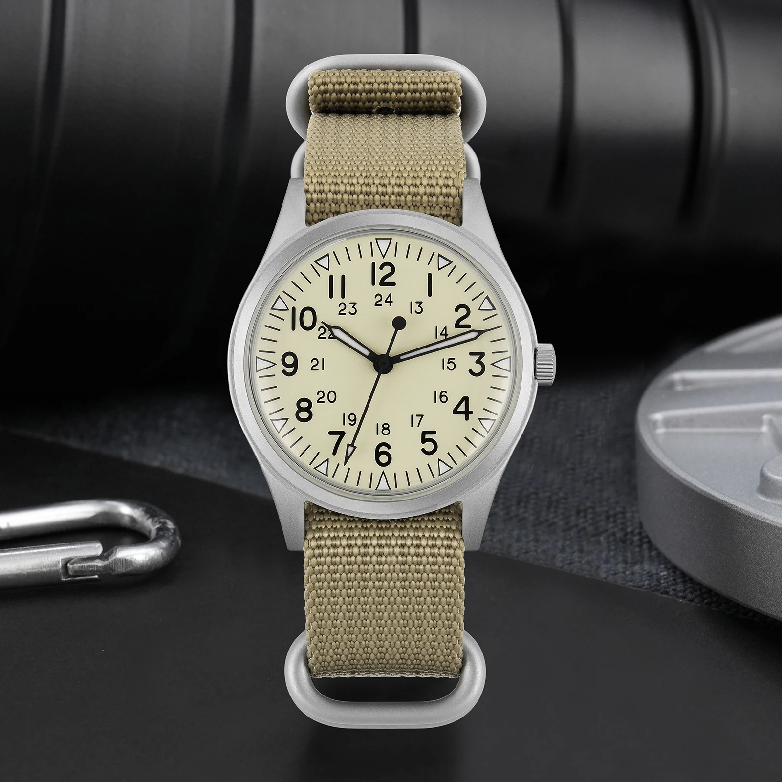 Reloj militar Militado ML07 VH31, movimiento de cuarzo, cristal de zafiro, revestimiento AR luminoso, relojes Vintage, resistente al agua 100m