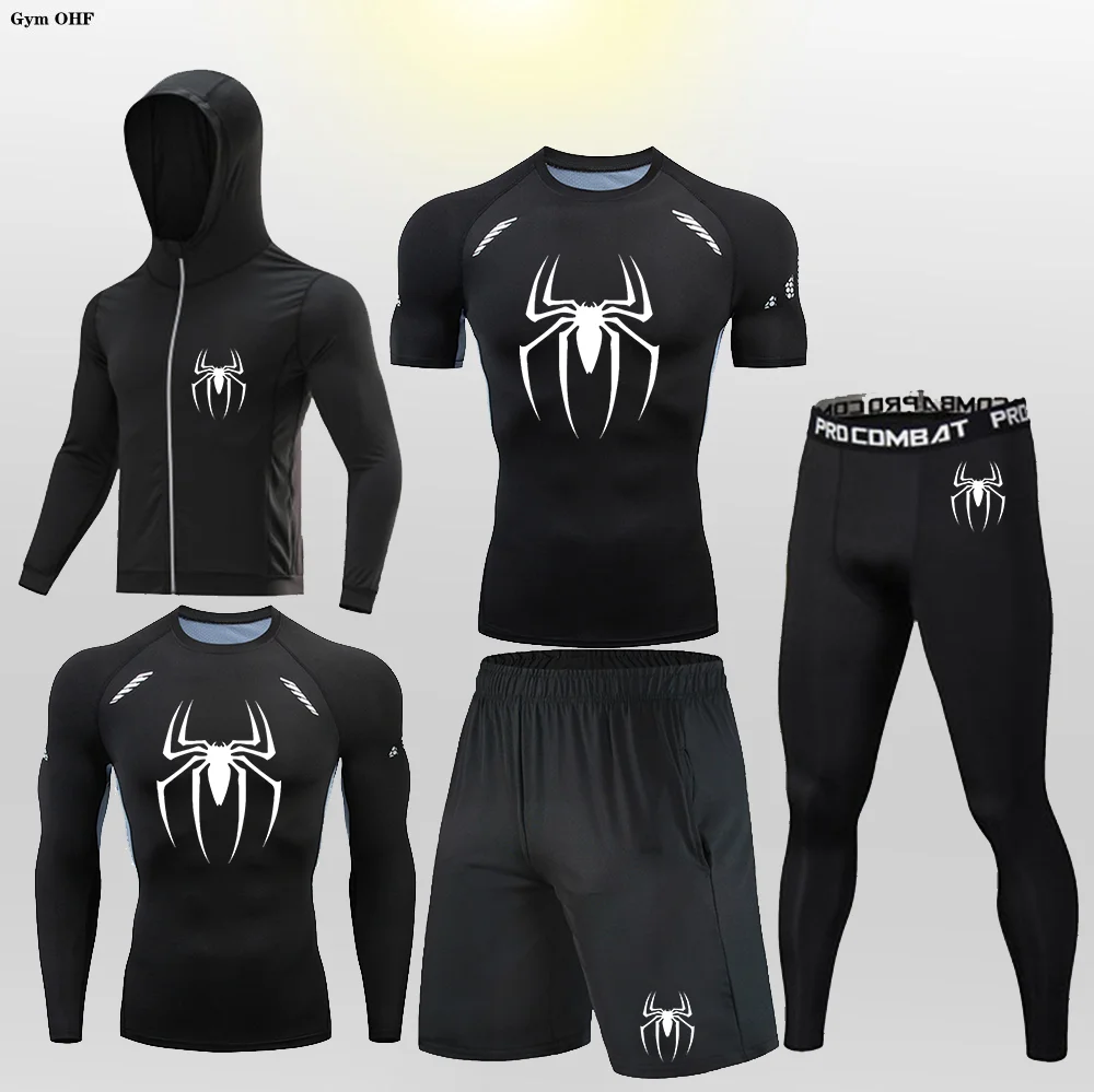 Ropa deportiva de superhéroe para hombre, ropa deportiva de secado rápido, Kit de entrenamiento, ropa interior deportiva de invierno, traje para correr para hombre, MMA Rashgard