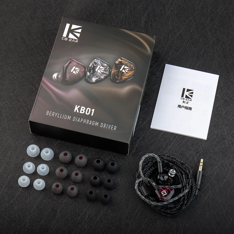 KBEAR KB01 1DD Auriculares HIFI con Diafragma de Berilio de 10 mm, Auriculares Dinámicos para Deportes, Videojuegos, Transmisiones en Vivo