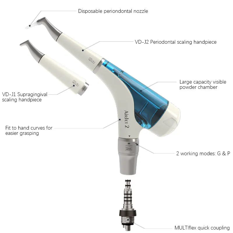 Pulidor Dental de Aire JUMTOP, Máquina de Blanqueamiento Dental con Chorro de Arena, 360 °   Pieza de mano giratoria libremente