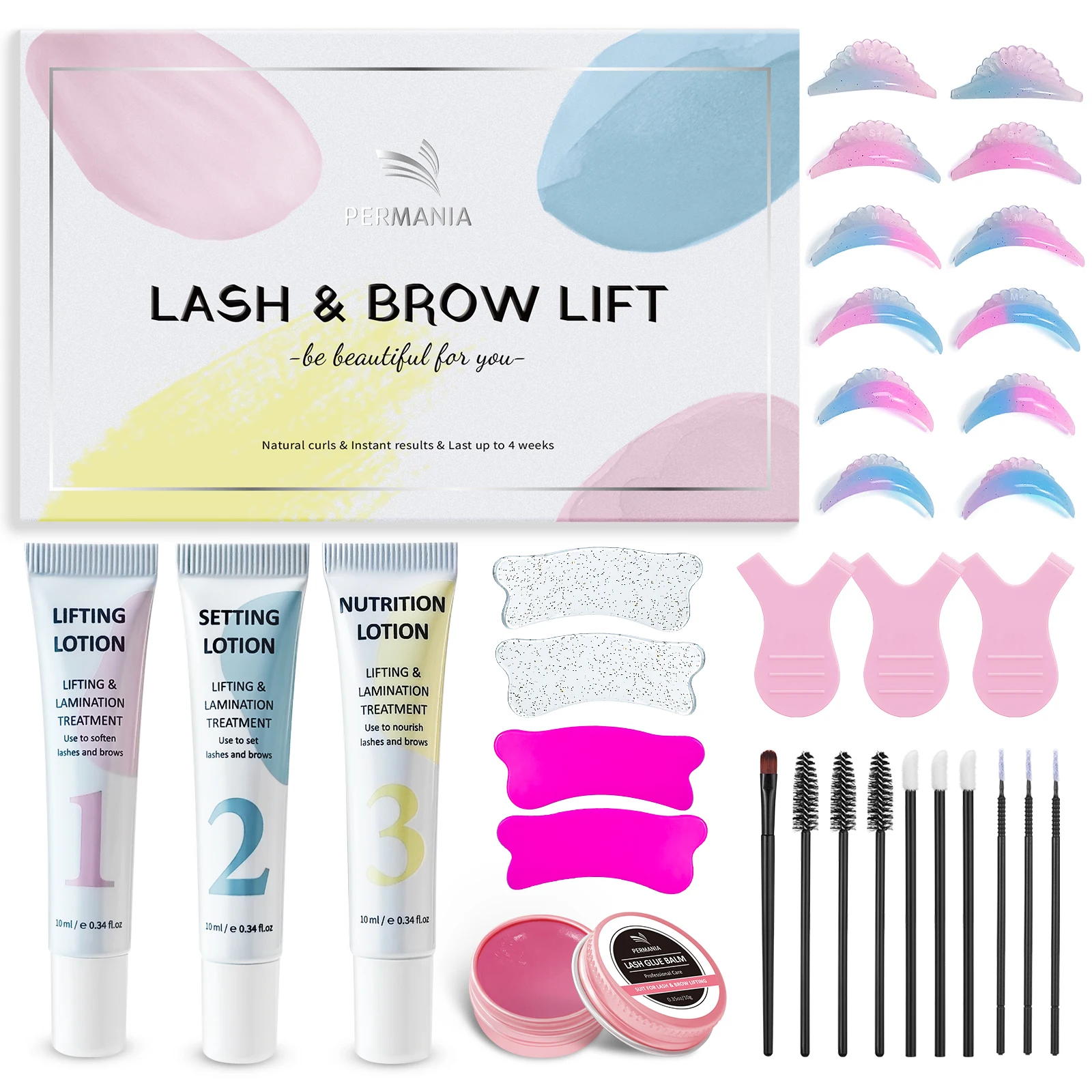 PERMANIA, nuevo Kit de levantamiento de pestañas, Kit de laminación de cejas, rizador de pestañas, Kit de permanente de pestañas, cinta de levantamiento de pestañas colorida suavizante, herramienta de maquillaje