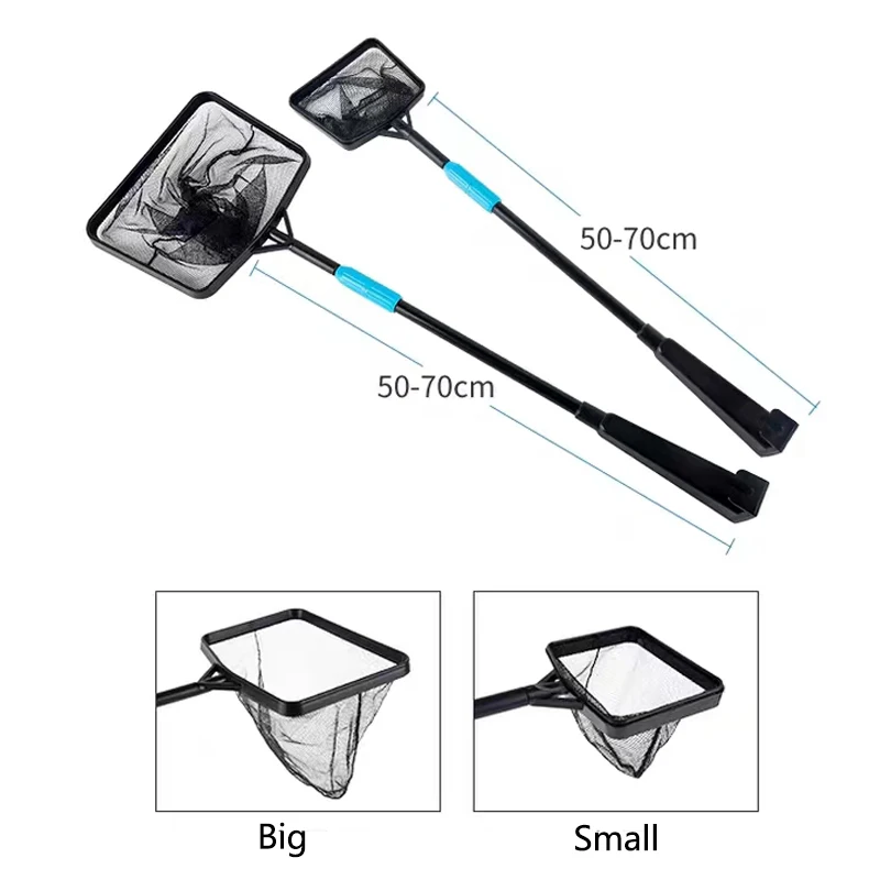 Red de pesca para acuario cuadrada con mango largo extensible, red de aterrizaje para pescar peces, camarones, accesorios limpios, nuevo