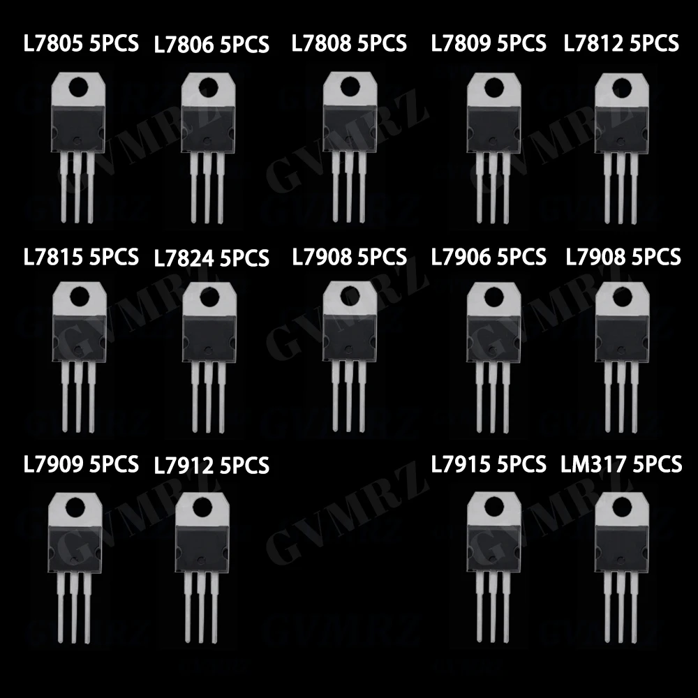 14 valores 70 Uds regulador de voltaje TO-220 cada uno KIT de 5 uds L7805 L7806 L7808 L7809 L7812 L7815 L7912 LM317