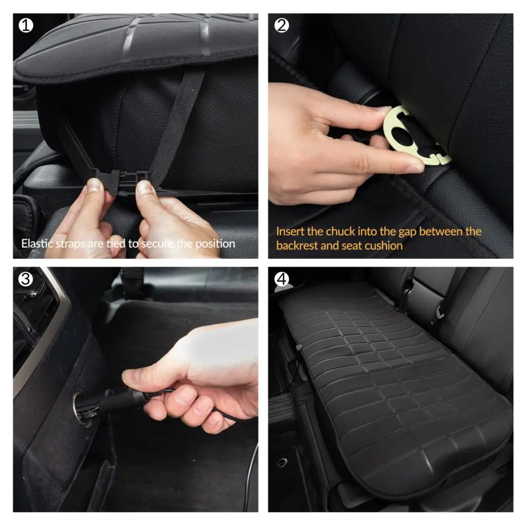 Cojín para asiento trasero con calefacción de segunda fila para coche, calentador Universal de 12V y 24V, almohadilla fría para invierno, accesorios protectores negros