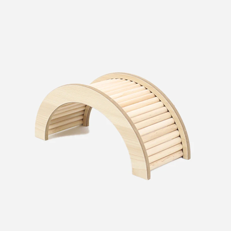 Puente de pasos de madera para hámster, juguete de conejillo de indias, erizo, ardilla, puente de arco, juguetes de ejercicio para mascotas pequeñas, puente de arco D9254