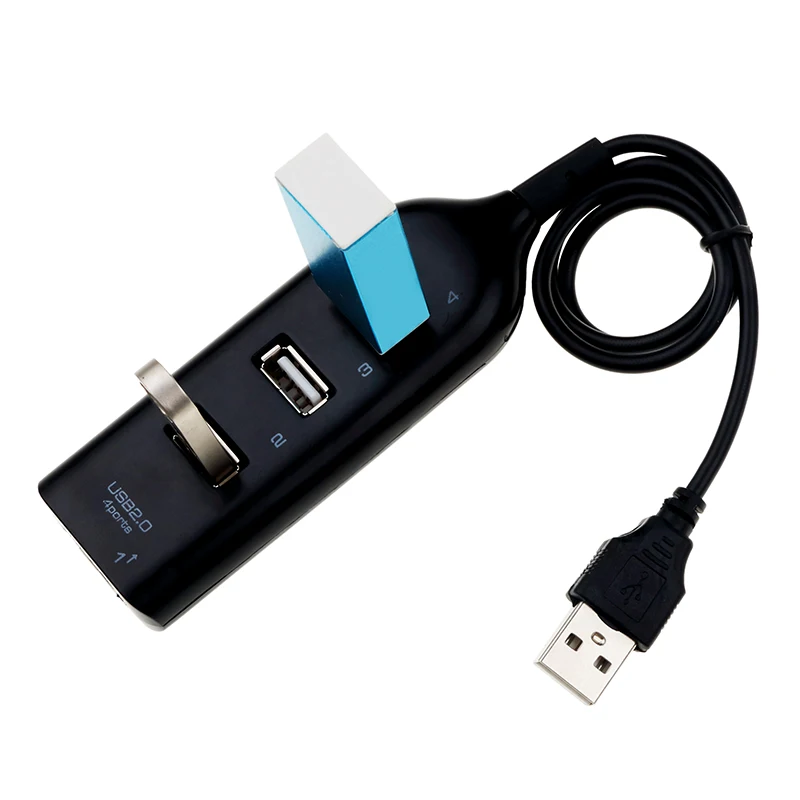 Hub USB de alta velocidad, 4 puertos USB 2,0 con Cable, Mini concentrador divisor USB, adaptador de corriente, enchufe múltiple para PC, portátil y Notebook