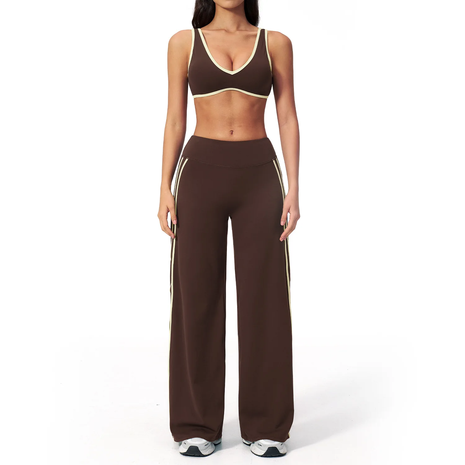 Conjunto de Yoga de 2 Piezas, Traje Deportivo para Gimnasio, Ropa Deportiva para Mujer, Bra Deportivo y Pantalones Acampanados, Ropa de Entrenamiento, Conjuntos Deportivos de Yoga para Mujer