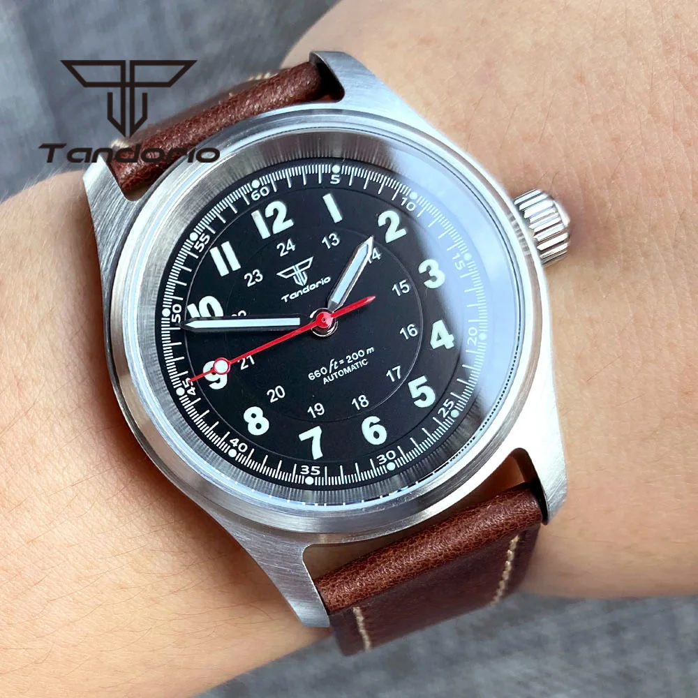 Tandorio 36mm moda 20BAR reloj piloto de buceo automático para hombres señoras NH35/PT5000/Miyota8215 Movt reloj de pulsera de zafiro verde Lume