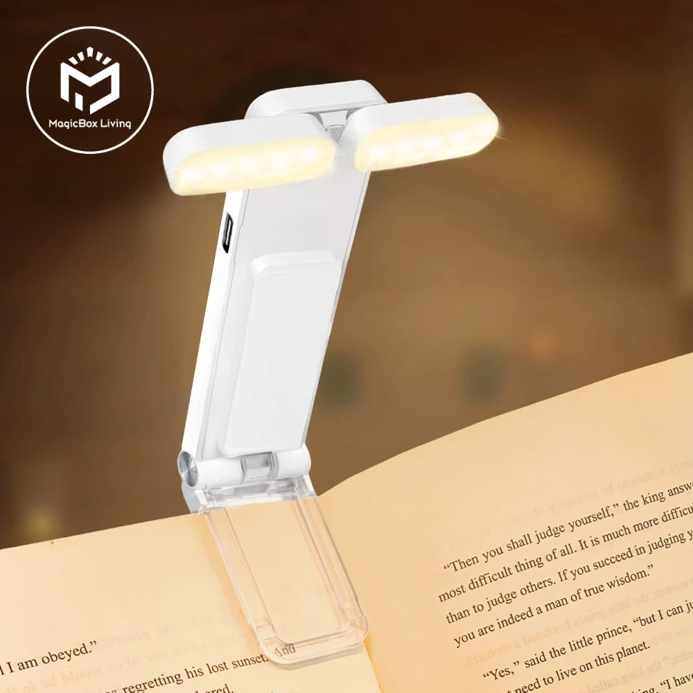 Luz de lectura, luz de libro recargable por USB para leer por la noche en la cama, luz de marcapáginas portátil con clip LED para leer en la cama