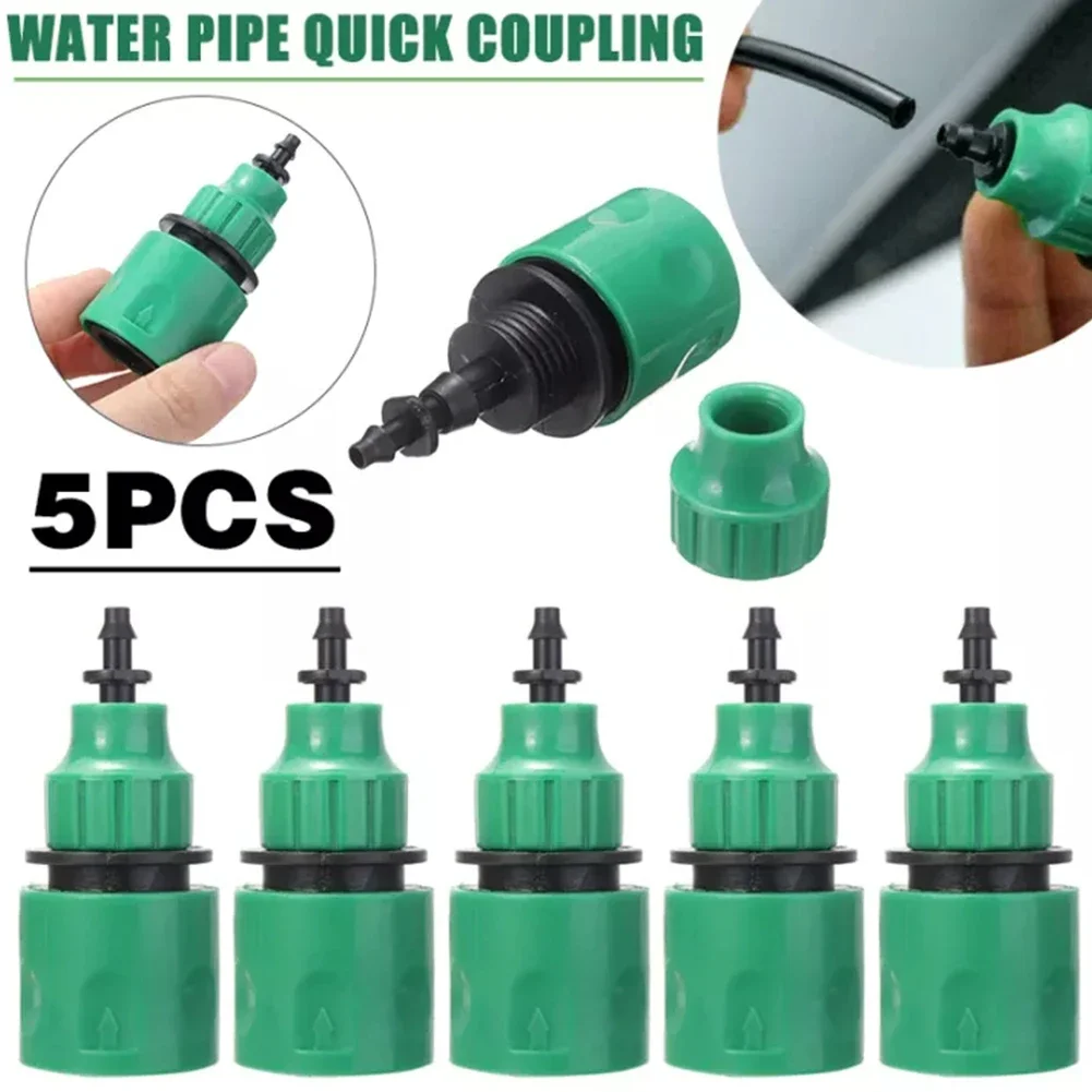 Manguera de agua de jardín de plástico, conector rápido, adaptador de riego por goteo, 5 piezas, 4/7, 8/11mm