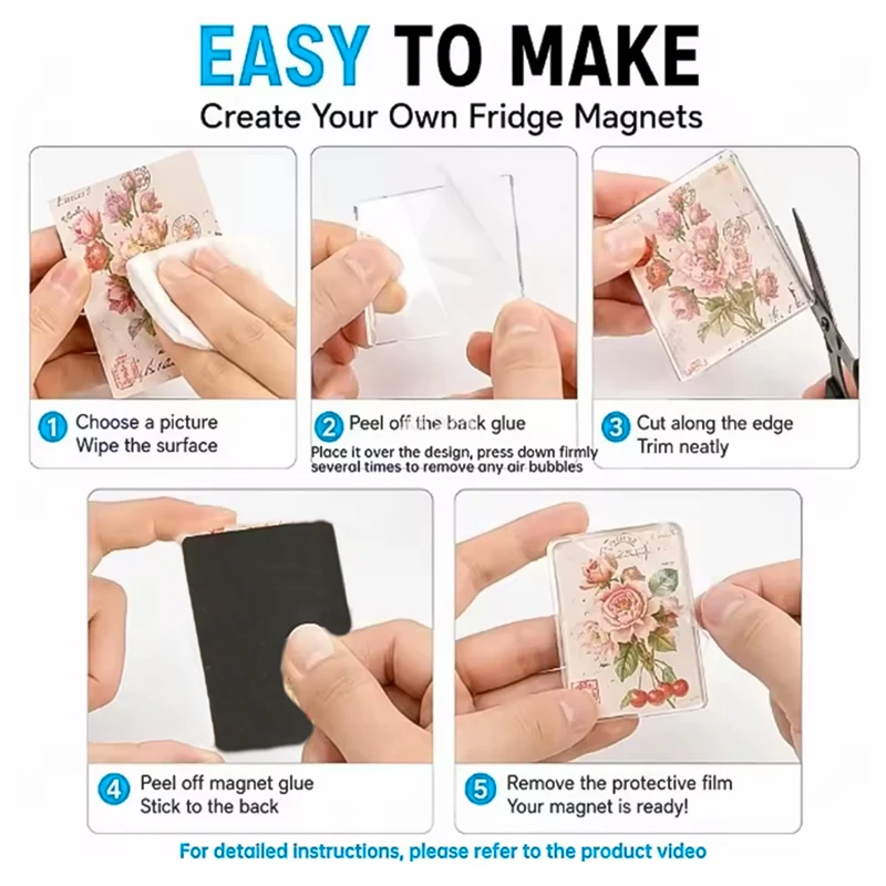 Juego de Imanes Personalizados para Refrigerador con Fotos, Kit de Adhesivos Acrílicos DIY de 5x3cm para Decoración de Refrigerador y Regalo de Recuerdo