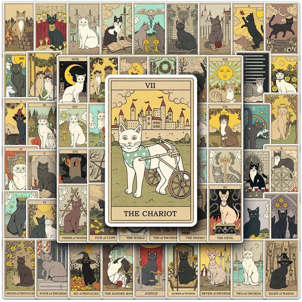 10/30/78 Uds. Pegatinas de Tarot estilo gato clásico Vintage calcomanías de decoración divertidas juguete para regalo PVC DIY maleta para portátil guitarra monopatín