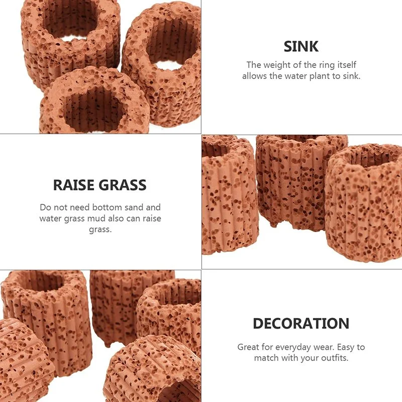 Anillo fijo para plantas acuáticas, para paisaje de acuario, maceta de cerámica para plantas de agua, herramienta decorativa, accesorios para pecera