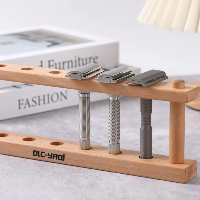 Soporte para rasuradoras de seguridad YAQi Toshevet de madera de haya